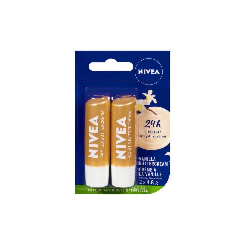 Nivea Lip Care Lip Balm Vanilla Buttercream 2 x 4.8 g