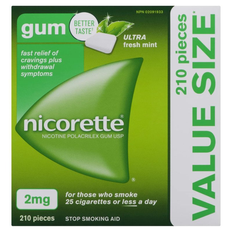 Nicorette Gum 2mg Ultra Fresh Mint Value Size 210’s