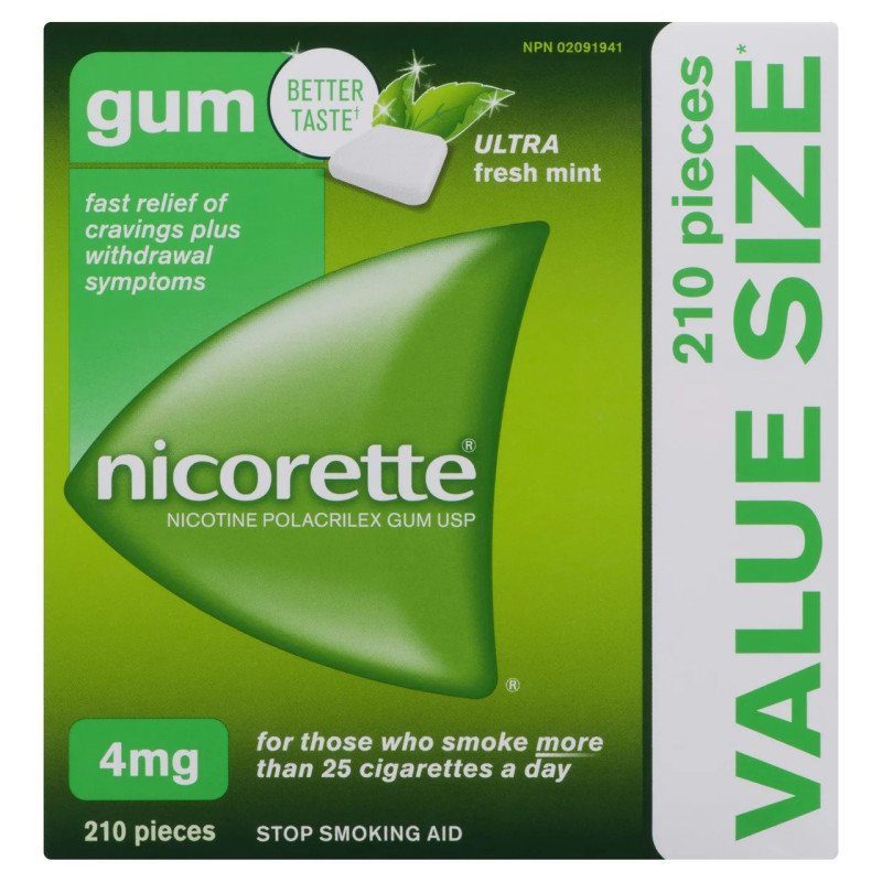 Nicorette Gum 4mg Ultra Fresh Mint Value Size 210’s