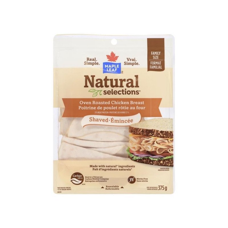 Maple Leaf Natural Selections Oven Roasted Chicken Breast Shaved 375 g
