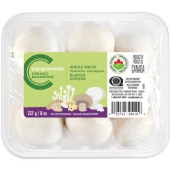 Compliments Organic Whole White Mushrooms 227 g