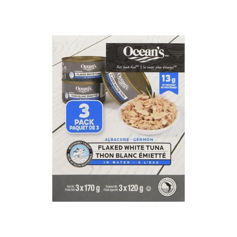 Ocean's Albacore Flaked White Tuna in Water Multipack 3 x 170 g