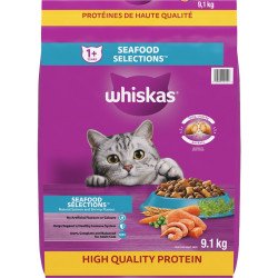 Whiskas Dry Adult Cat Food Seafood Selections with Salmon 9.1 kg