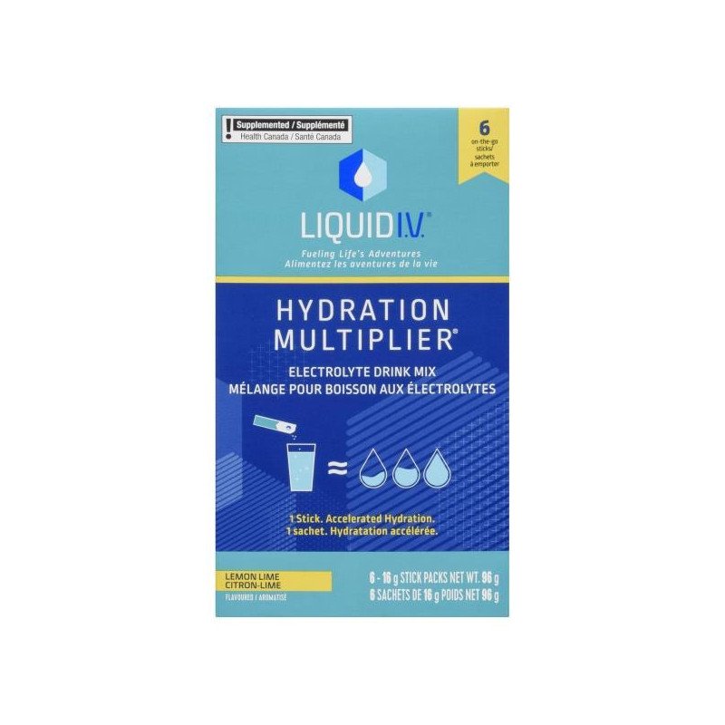 Liquid IV Hydration Multiplier Electrolyte Drink Mix Lemon Lime 6 x 16 g