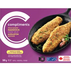 Compliments Wild Caught Haddock Garlic & Herb Fillets 500 g