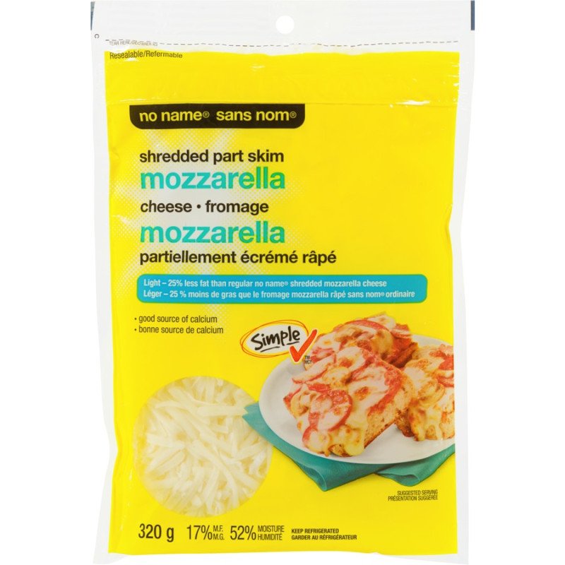 No Name Shredded Part Skim Mozzarella Cheese 320 g