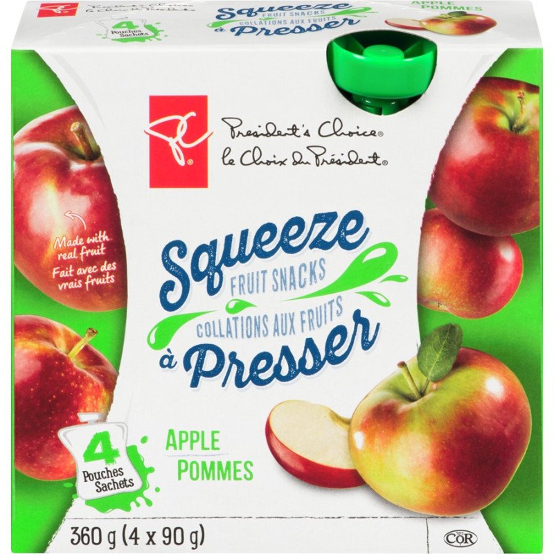 PC Squeeze Fruit Snacks Apple 4 x 90 g