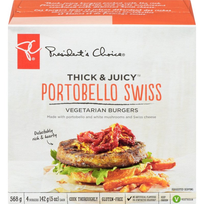 PC Thick & Juicy Portobello Swiss Vegetarian Burgers 568 g