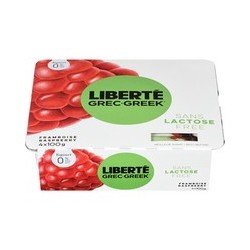 Liberte Greek Yogurt Raspberry Lactose Free 0% 4 x 100 g