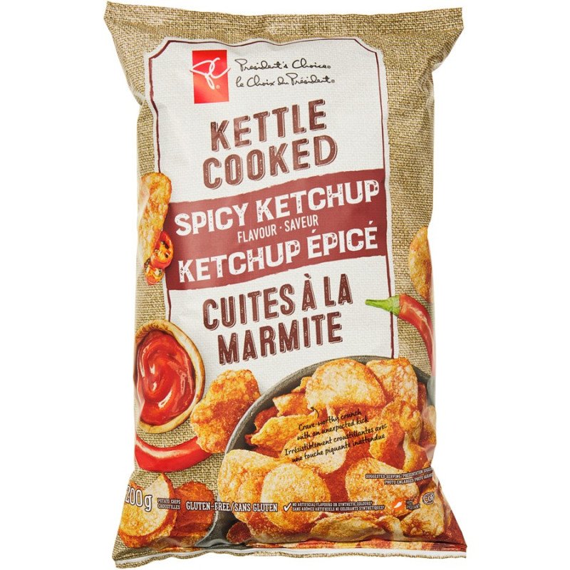 PC Spicy Ketchup Flavour Kettle Cooked Potato Chips 200 g