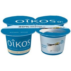 Oikos Greek Yogurt 30% Less Sugar Vanilla 0% 4 x 100 g