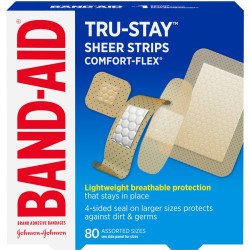 Band-Aid Bandages Tru-Stay Sheer Strips Comfort-Flex Assorted Sizes 80's