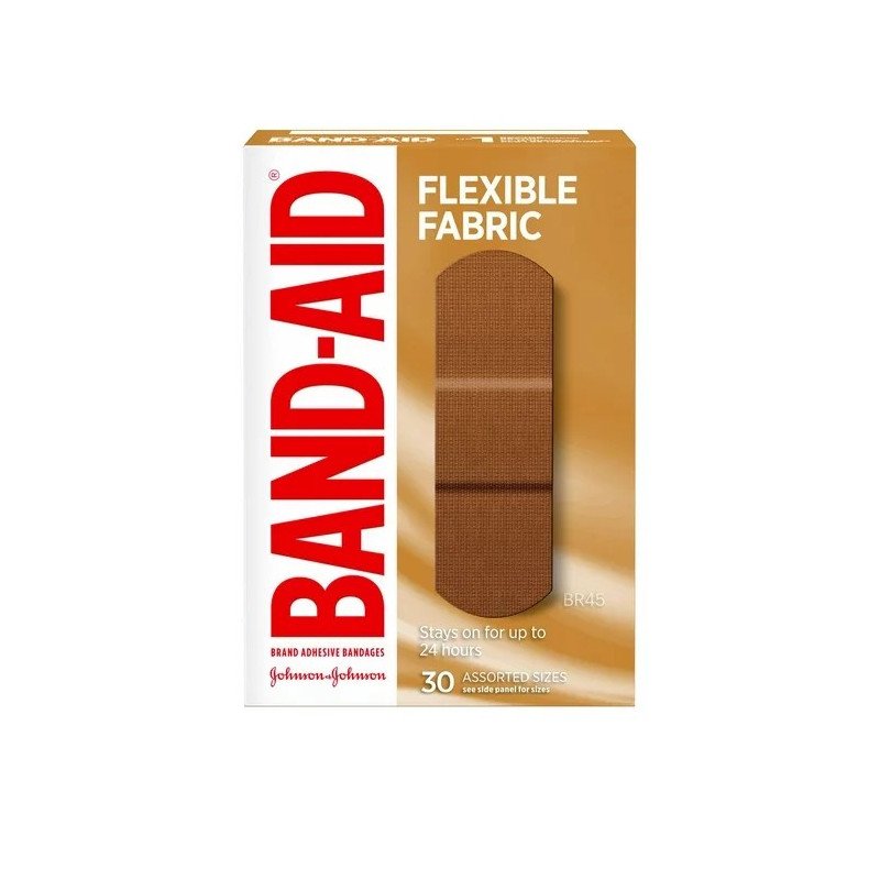 Band-Aid Bandages Flexible Fabric Light Brown Skin Tone BR45 Assorted Sizes 30’s