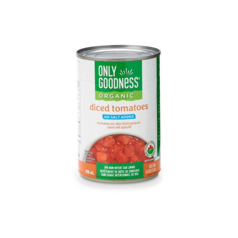 Only Goodness Organic Diced Tomatoes No Salt Added 398 ml