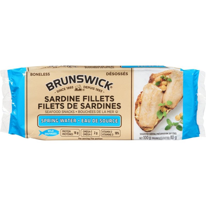 Brunswick Seafood Snacks Spring Water Sardine Fillets 100 g