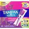 Tampax Radiant Tampons 20 Regular & 18 Super Unscented 38’s
