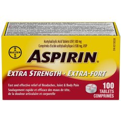 Aspirin Extra Strength Tabs 500 mg 100's