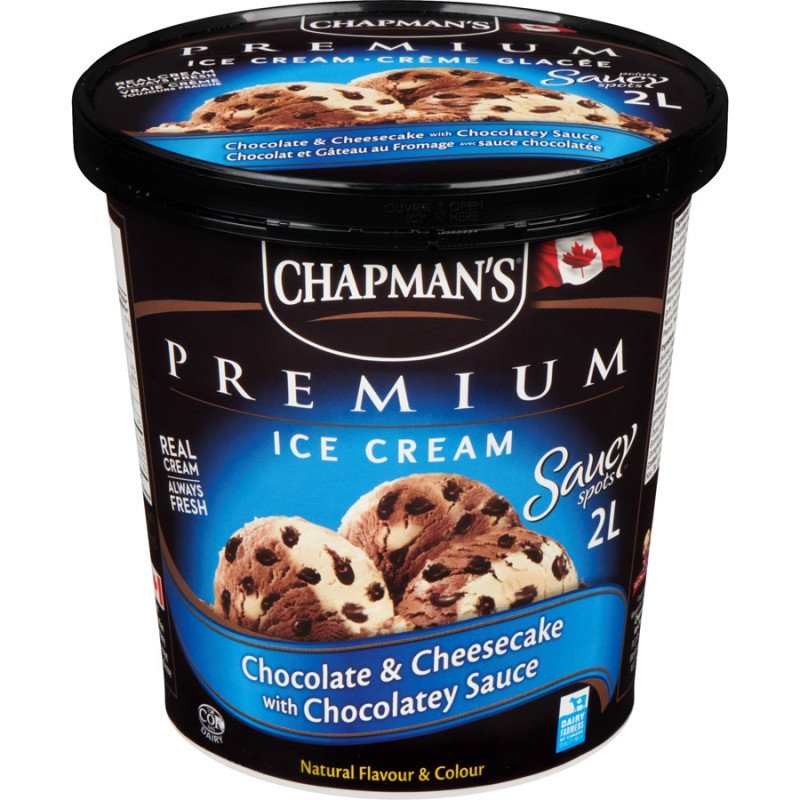 Chapman's Premium Ice Cream Saucy Spots Chocolate & Cheesecake with Chocolate Sauce 2 L