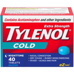 Tylenol Extra Strength Cold Nighttime eZtabs 40's