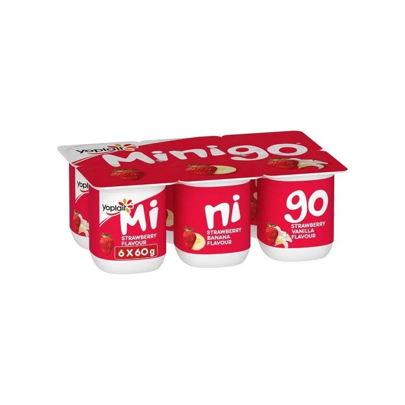 Yoplait Minigo Calcium Strawberry Strawberry-Banana Strawberry-Vanilla 6 x 60 g