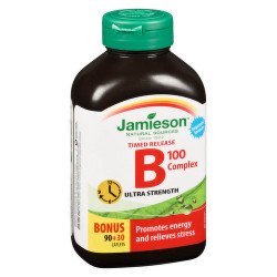 Jamieson Vitamin B100 Complex Ultra Strength Timed Release Caplets 90 + 30 Bonus
