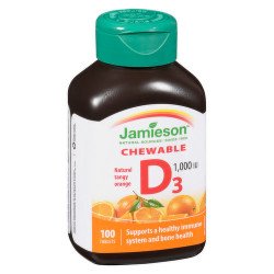 Jamieson Vitamin D3 Chewable 1000 IU Natural Tangy Orange 100's