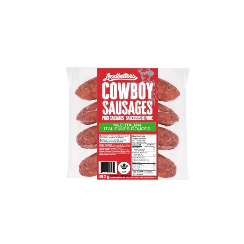 Leadbetters Cowboy Dinner Sausages Mild Italian 452 g