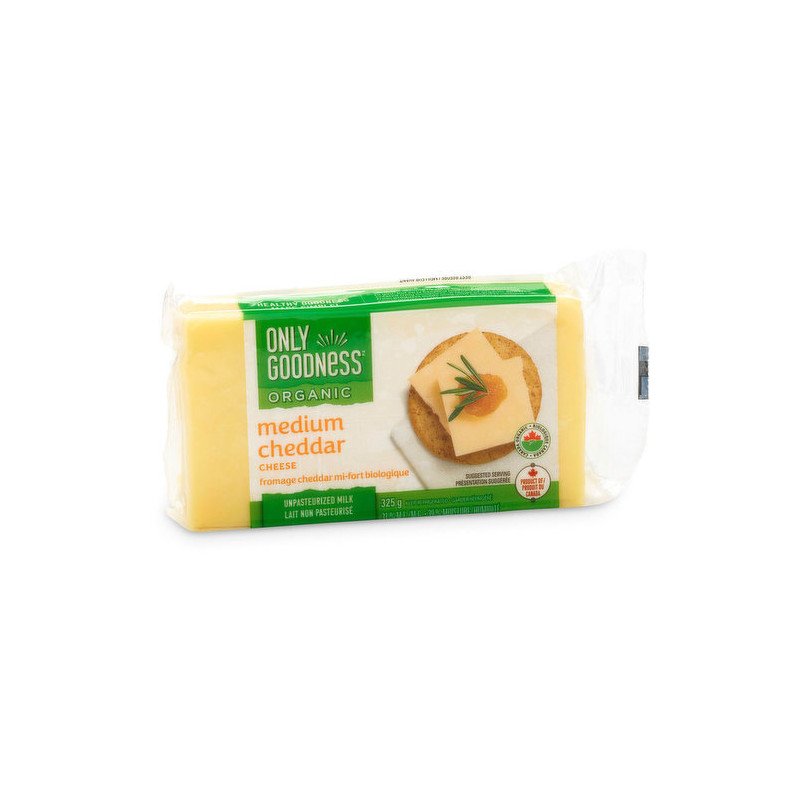 Only Goodness Organic Medium Cheddar Block 325 g