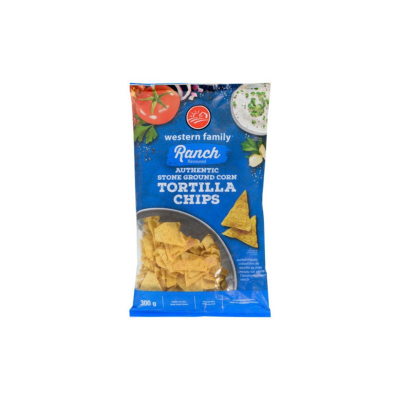 Western Family Authentic Stone Ground Corn Tortilla Chips Ranch 300 g