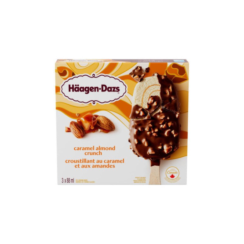 Haagen Dazs Ice Cream Bars Caramel Almond Crunch 3 x 88 ml