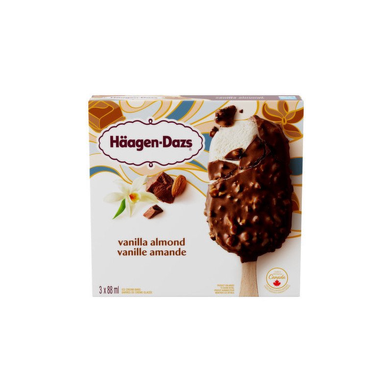 Haagen Dazs Ice Cream Bars Vanilla Almond 3 x 88 ml