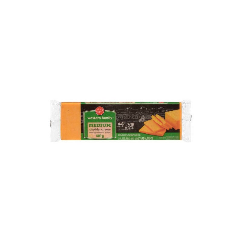 Western Family Medium Cheddar Cheese 600 g