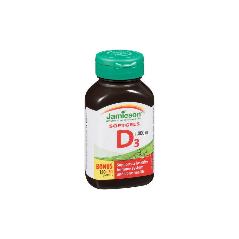 Jamieson Vitamin D3 1000 IU 25 mcg Softgels 150 + 30 Bonus