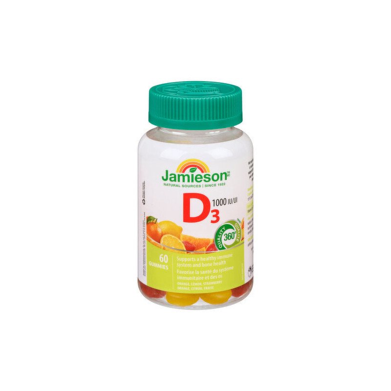 Jamieson Vitamin D Gummies 1000 IU Orange Strawberry Lemon 60's