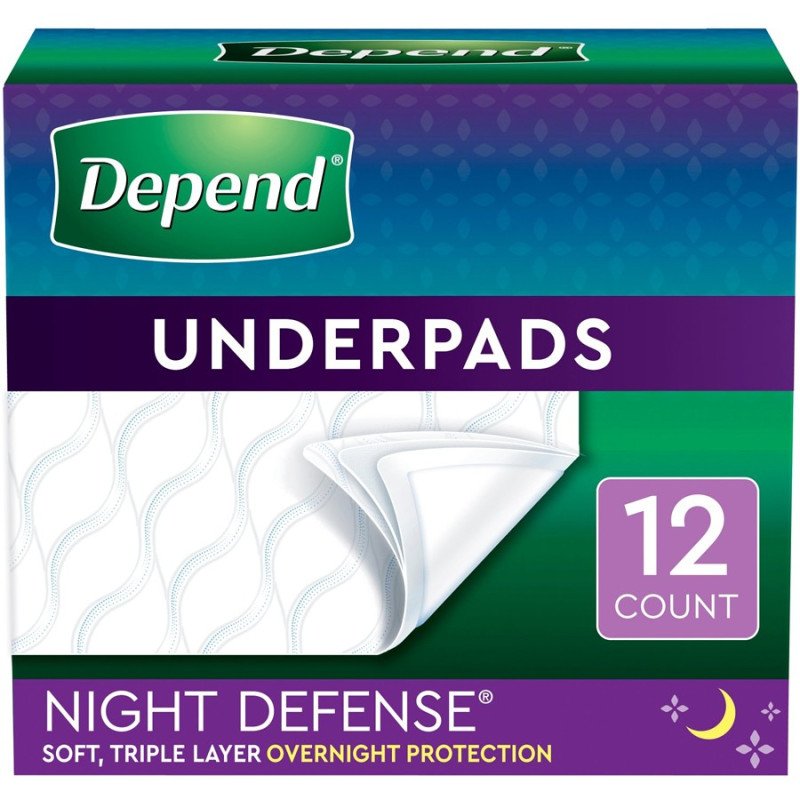 Depend Underpads Night Defense Overnight Protection 12's