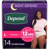 Depend Night Defense Overnight Underwear for Women L 14's