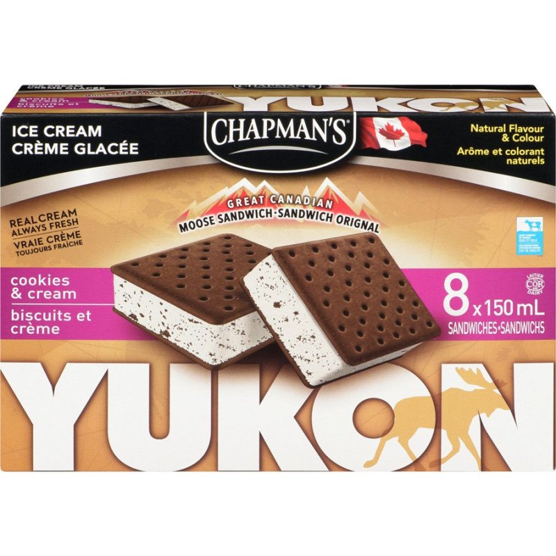 Chapman's Yukon Ice Cream Sandwiches Cookies & Cream 8 x 150 ml