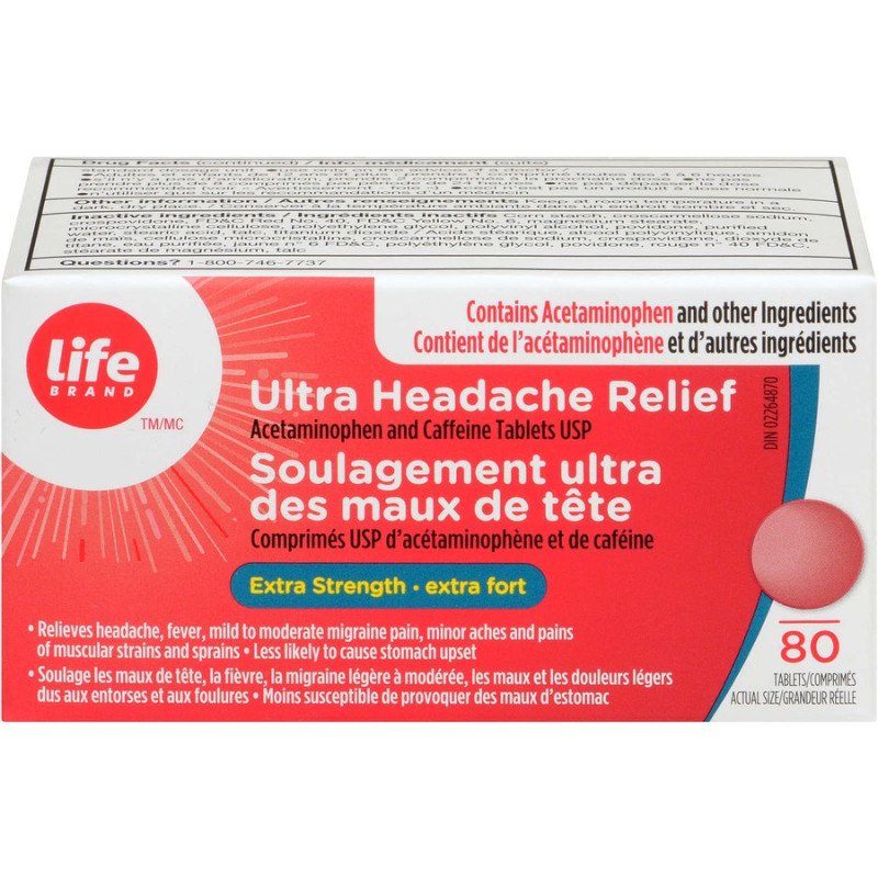 Life Brand Ultra Headache Relief Acetaminophen Tablets 80's