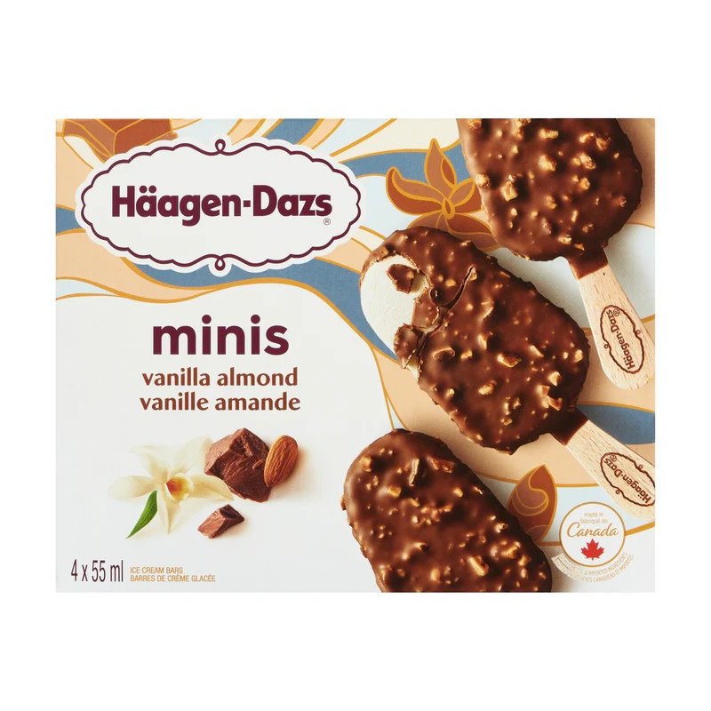 Haagen Dazs Miniatures Ice Cream Bars Vanilla Almond 4 x 55 ml