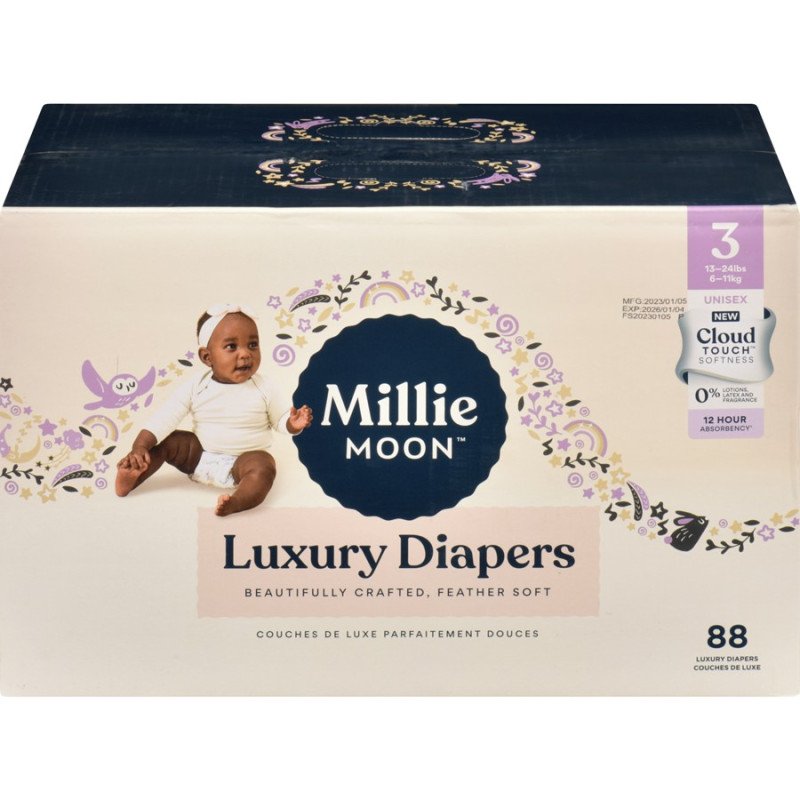 Millie Moon Luxury Diapers Unisex Size 3 88's