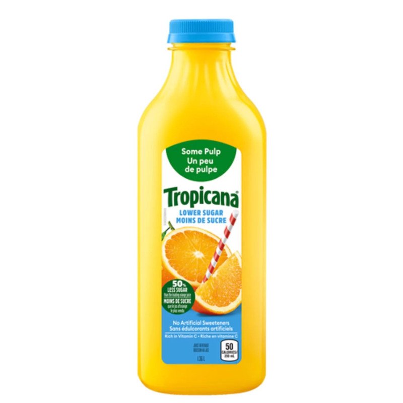 Tropicana Lower Sugar Orange Juice Some Pulp 1.36 L