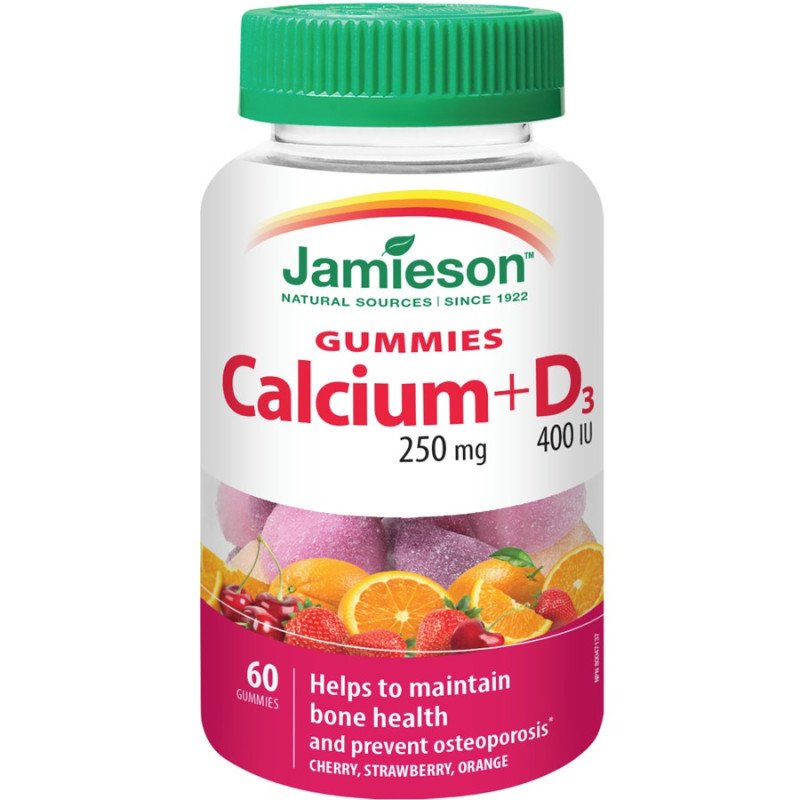 Jamieson Gummies  Calcium 250 mg + Vitamin D3 400 IU 60's