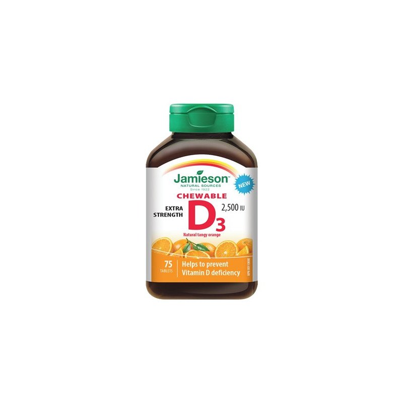 Jamieson Vitamin D3 Chewable Extra Strength 2500 IU Natural Tangy Orange 75's