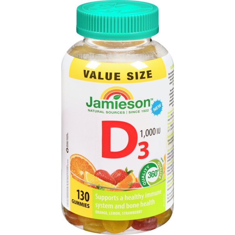 Jamieson Vitamin D3 1000 IU Orange-Lemon-Strawberry Gummies 130's