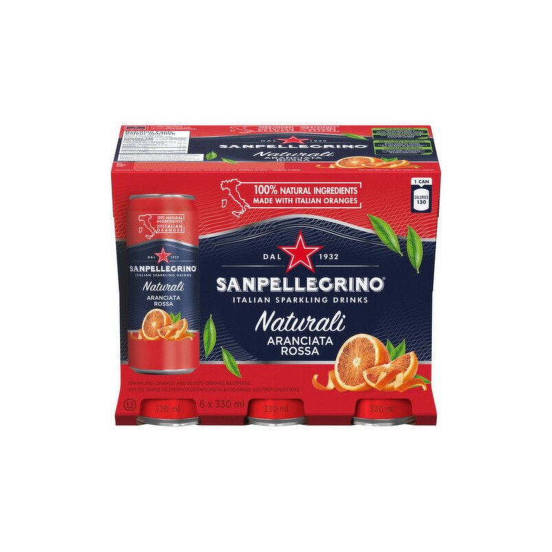 San Pellegrino Naturali Sparkling Fruit Beverage Aranciata Rossa 6 x 330 ml