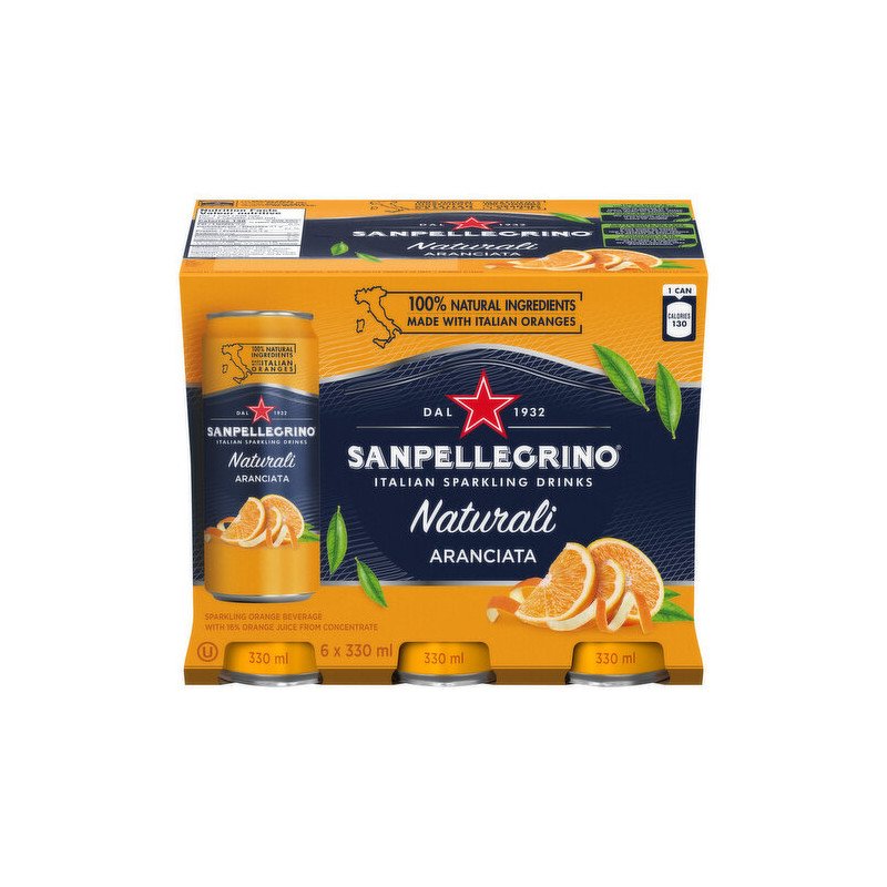 San Pellegrino Naturali Sparkling Fruit Beverage Aranciata 6 x 330 ml