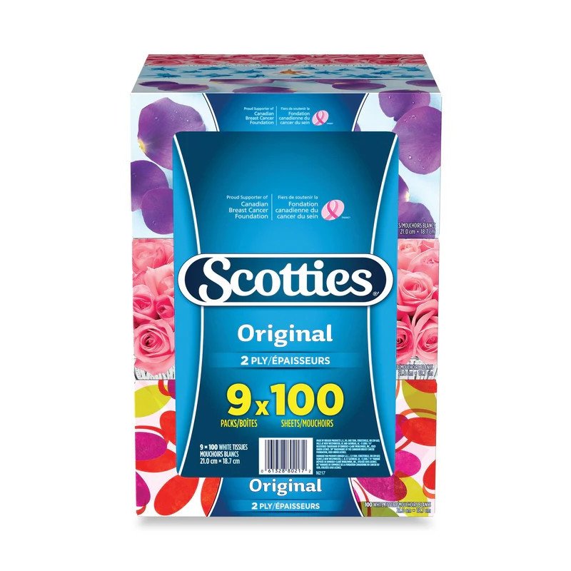 Scotties 2-ply Facial Tissue Original 9 x 100's