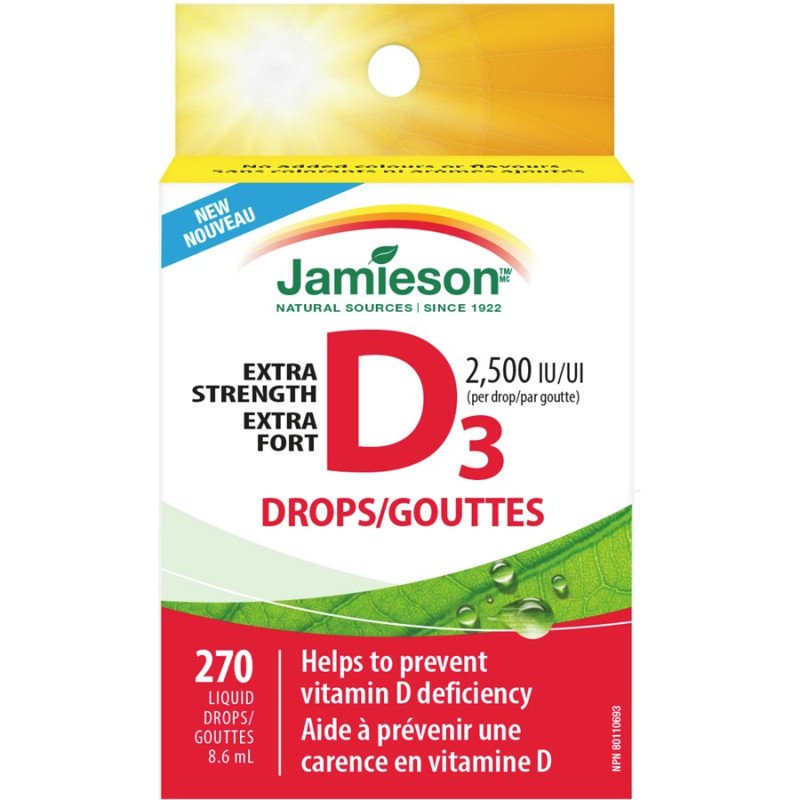 Jamieson Extra Strength Vitamin D3 2,500 IU 270 Liquid Drops 8.6 ml