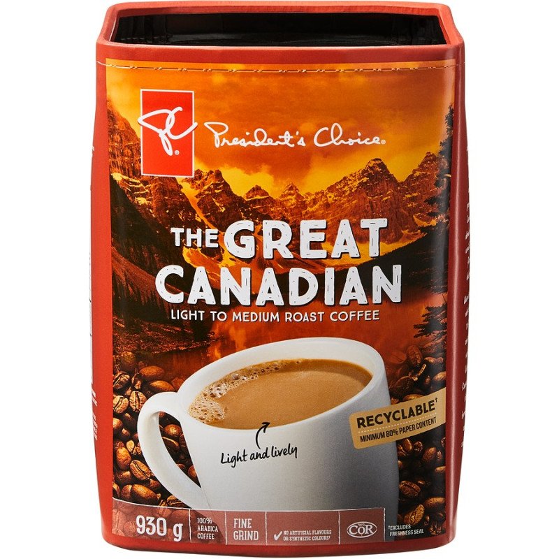 PC Coffee The Great Canadian Light to Medium Roast Fine Grind 930 g