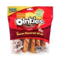 Hartz Oinkies Pig Skin Twists with Bacon Flavoured Wrap 16’s